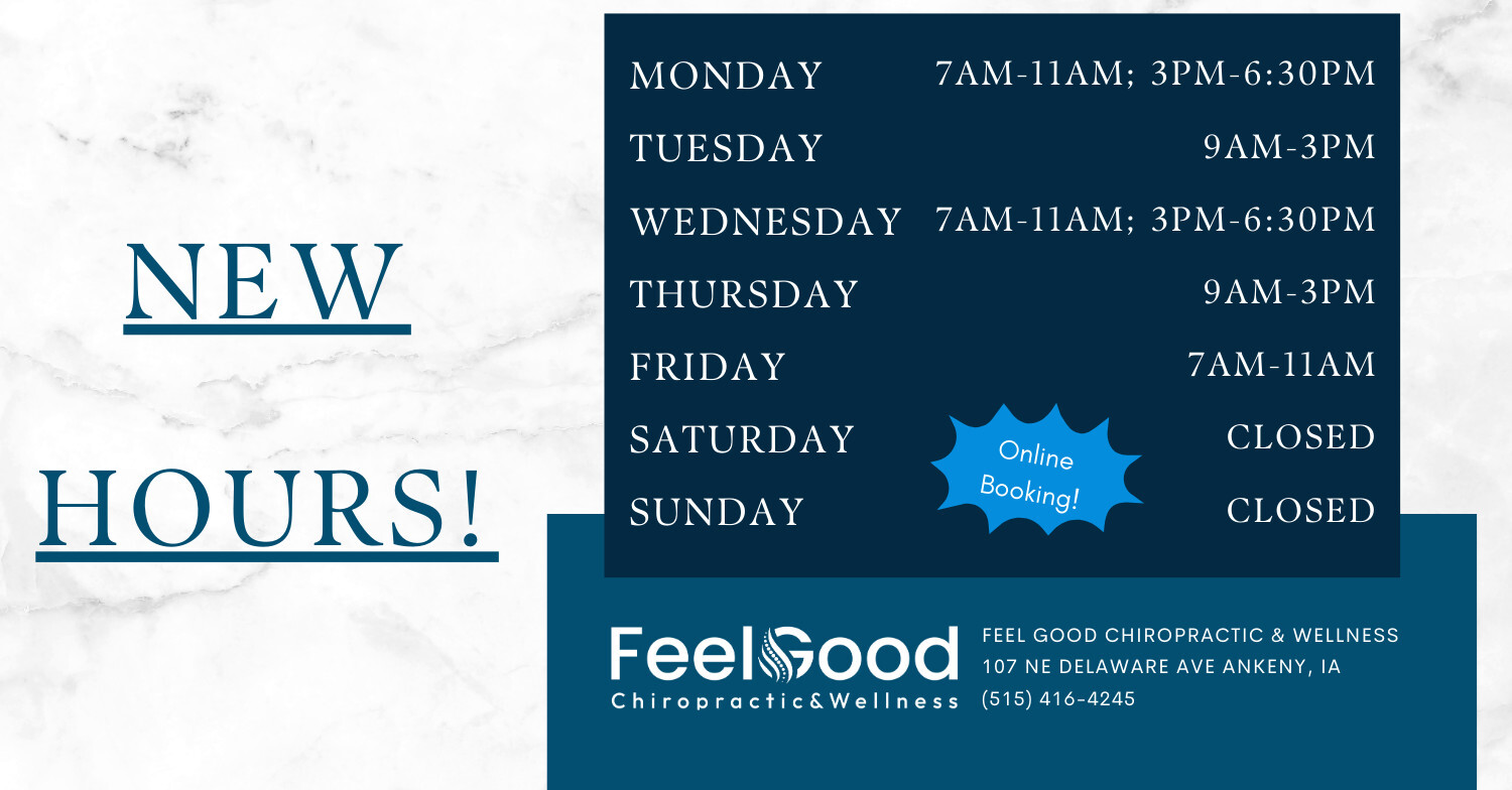 Morning and Evening same-day hours chiropractor ankeny
